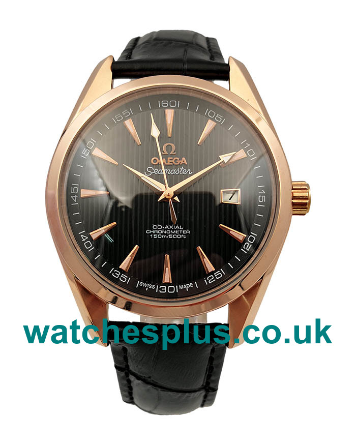 UK 40 MM Swiss Fake Omega Seamaster Aqua Terra 231.53.42.21.06.002 With Black Dials Rose Gold Cases Online