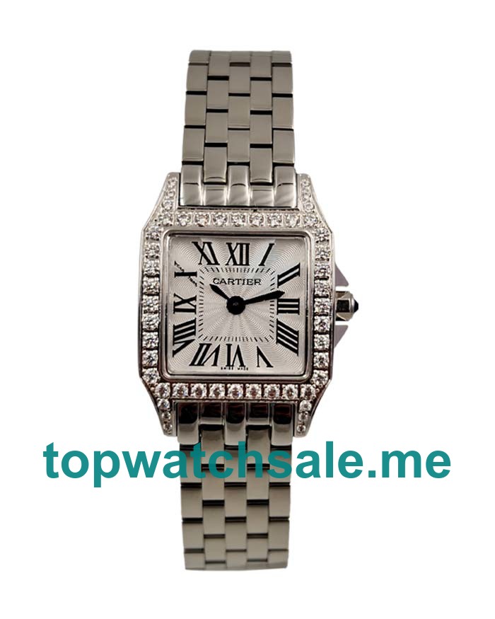 UK Swiss Made Fake Cartier Santos WF9005Y8 With White Dials For Women