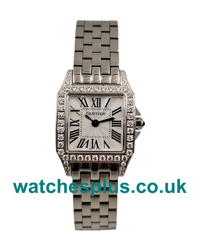 UK Swiss Made Fake Cartier Santos WF9005Y8 With White Dials For Women