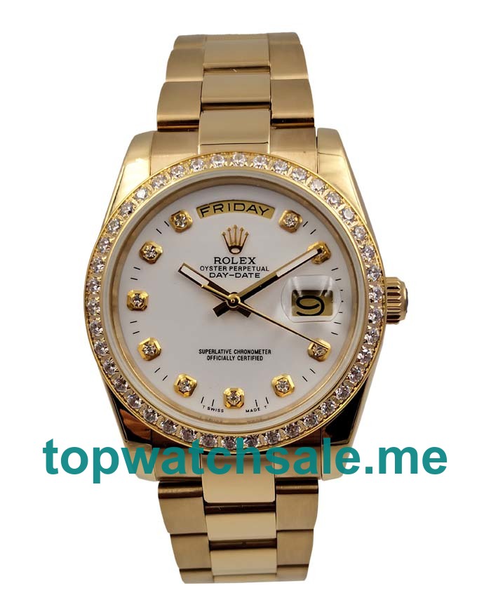 UK Perfect 1:1 Rolex Day-Date 18048 Replica Watches With White Dials For Sale