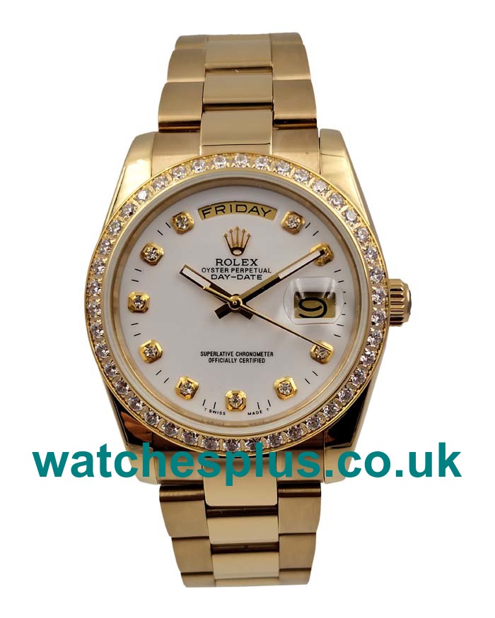 UK Perfect 1:1 Rolex Day-Date 18048 Replica Watches With White Dials For Sale