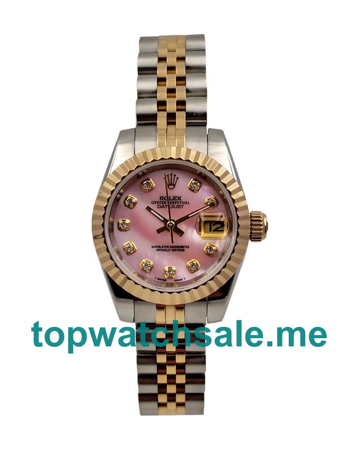 Best Quality Rolex Lady-Datejust 179173 Replica Watches With Pink Dials For Sale