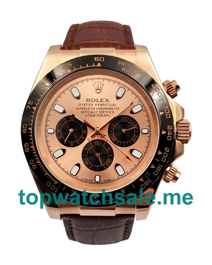 UK Swiss Luxury Rolex Daytona 116515 LN Replica Watches With Pink Dials And Rose Gold Cases For Sale