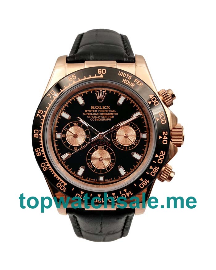 UK AAA Quality Replica Rolex Daytona 116515 LN With Black Dials And Rose Gold Cases For Men