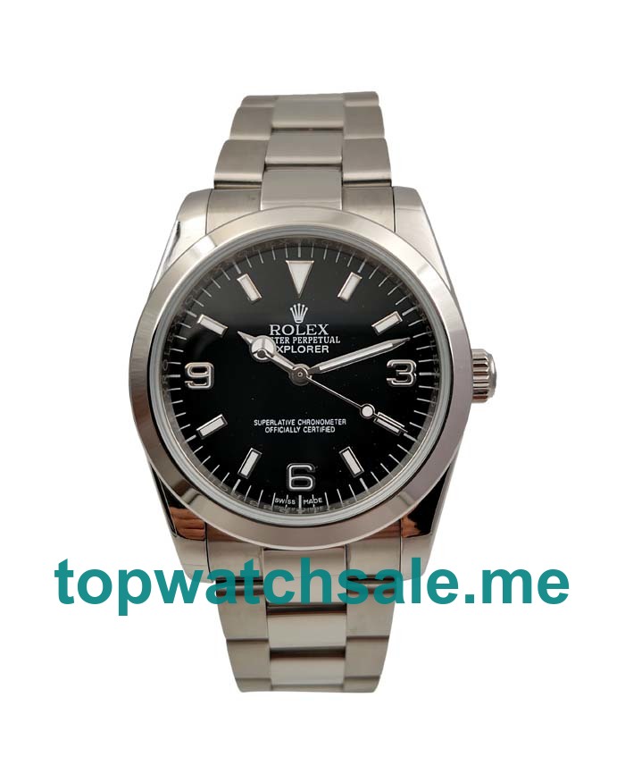 UK Best Quality Rolex Explorer 114270 Replica Watches With Black Dials For Men