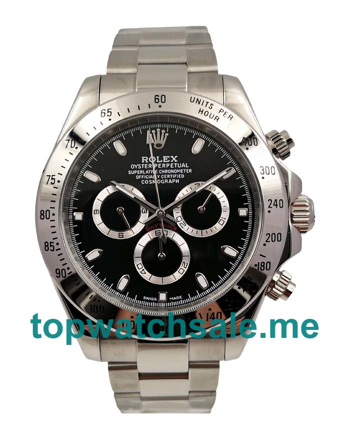 UK Best 1:1 Rolex Daytona 116520 Replica Watches With Black Dials For Sale