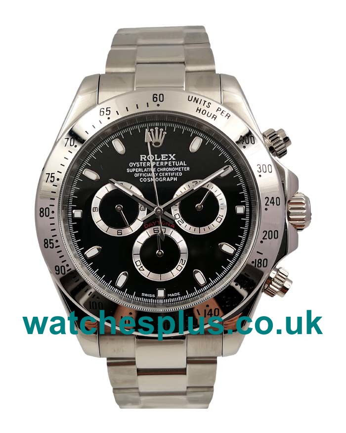 UK Best 1:1 Rolex Daytona 116520 Replica Watches With Black Dials For Sale