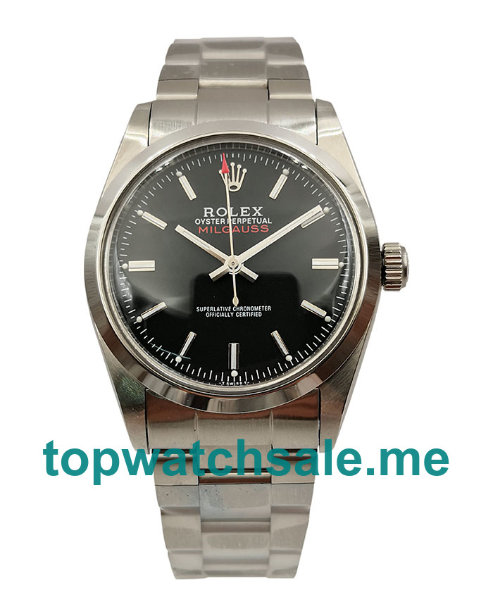 UK Swiss Cheap Fake Rolex Milgauss Ref.1019 With Black Dials And Steel Cases Online