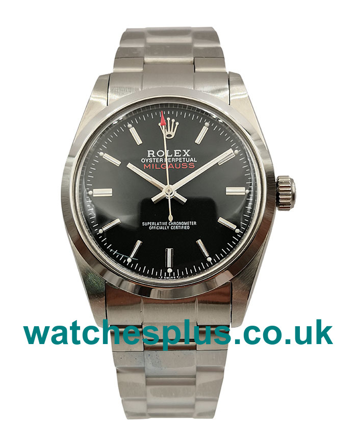 UK Swiss Cheap Fake Rolex Milgauss Ref.1019 With Black Dials And Steel Cases Online