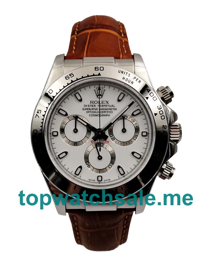UK Best Qualtiy Rolex Daytona 116520 Replica Watches With White Dials For Men