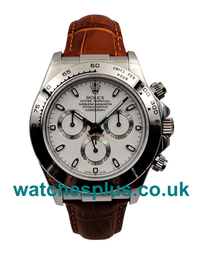 UK Best Qualtiy Rolex Daytona 116520 Replica Watches With White Dials For Men