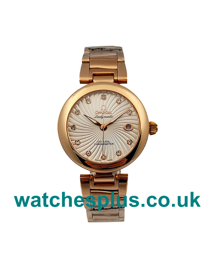 UK Cheap Omega De Ville Ladymatic 425.60.34.20.55.001 Replica Watches With White Dials For Women