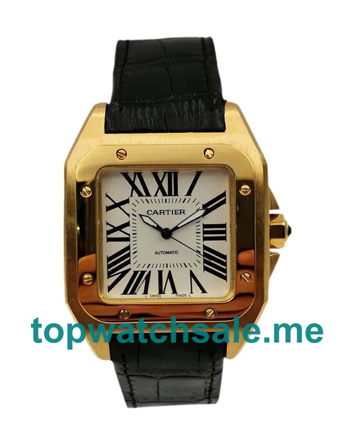 UK Perfect Cartier Santos 100 W20112Y1 Replica Watches With White Dials For Men
