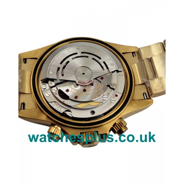 UK Swiss Made Fake Rolex Daytona 116528 With Black Dials Gold Cases Online