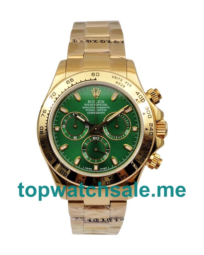 UK Swiss Made Replica Rolex Daytona 116508 With Green Dials And Gold Cases For Sale