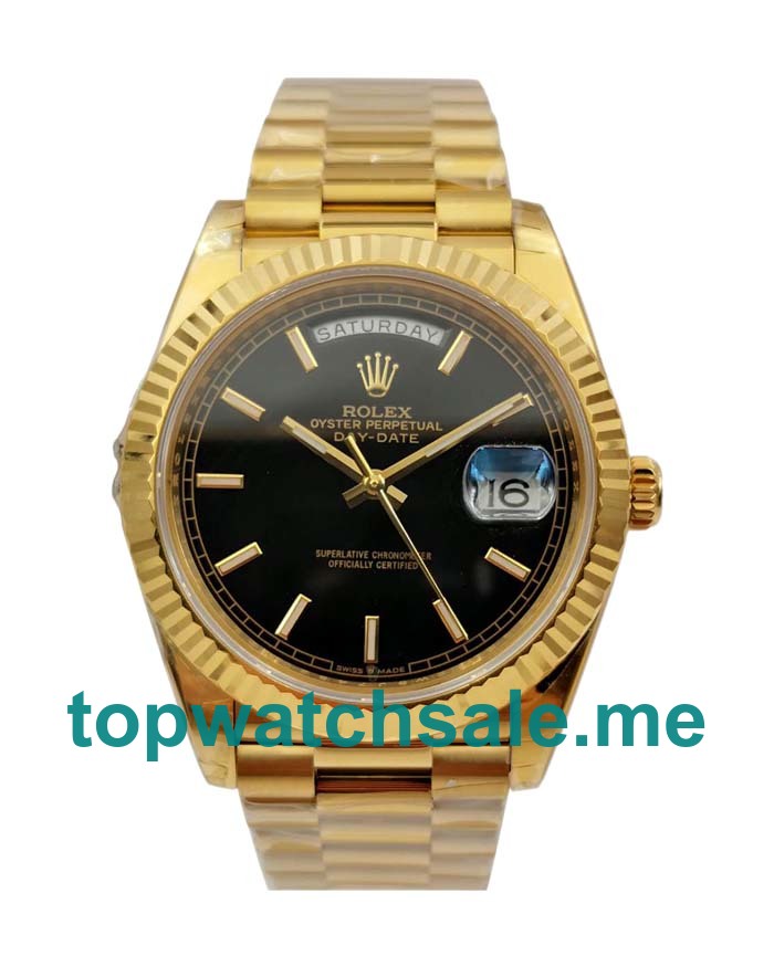 UK Best 1:1 Replica Rolex Day-Date 228238 With Black Dials And Gold Cases Online