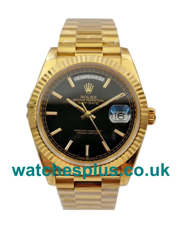 UK Best 1:1 Replica Rolex Day-Date 228238 With Black Dials And Gold Cases Online