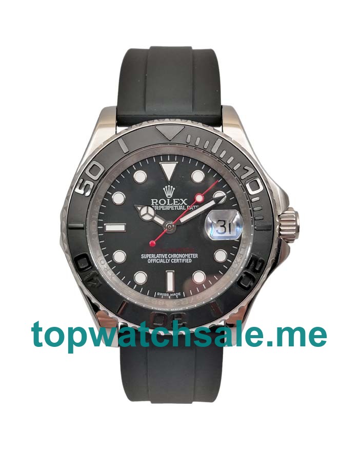 UK Best 1:1 Fake Rolex Yacht-Master 116655 With Black Dials And Stainless Steel Cases For Sale