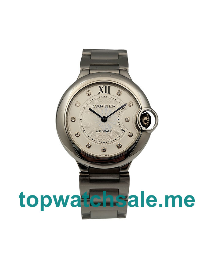 UK High End Cartier Ballon Bleu WE902074 Replica Watches With Silver Dials For Sale
