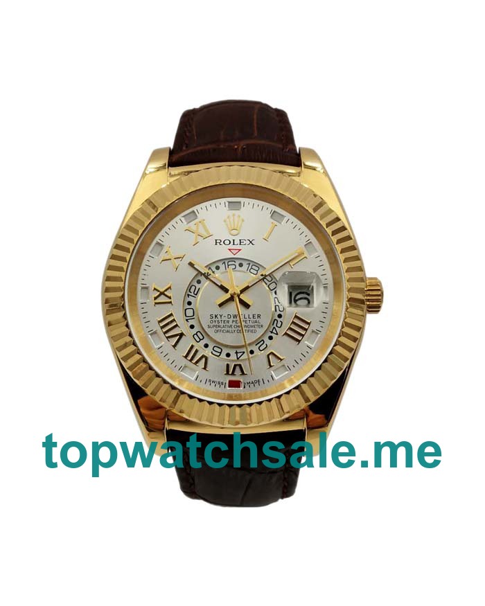 UK Best Quality Replica Rolex Sky-Dweller 326138 With Silver Dials And Gold Cases Online