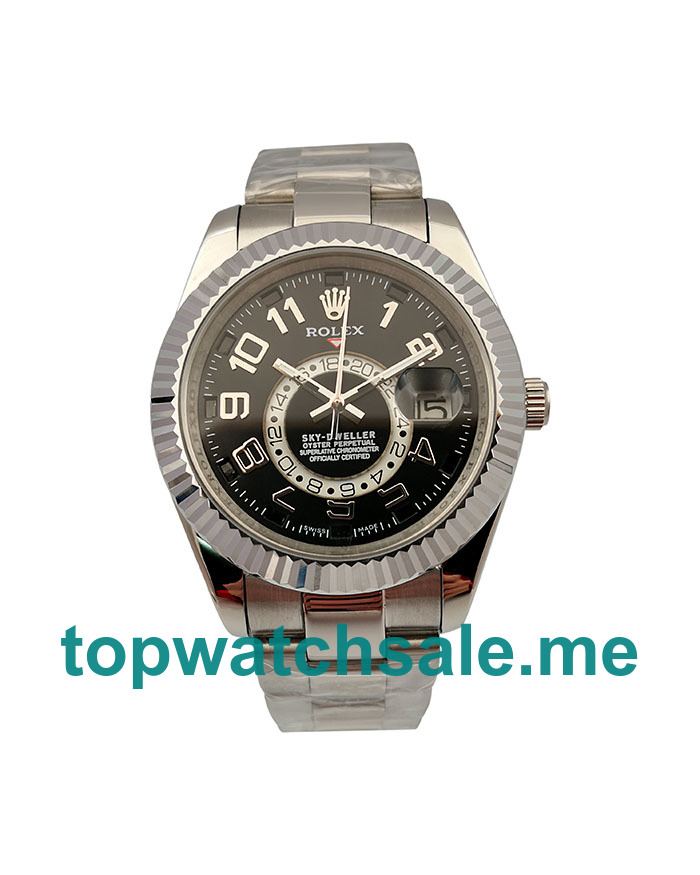 UK Best Quality Rolex Sky-Dweller 326939 Replica Watches With Black Dials For Men