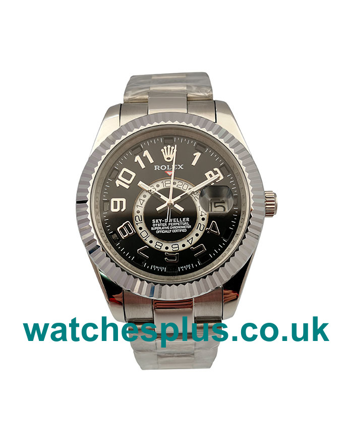 UK Best Quality Rolex Sky-Dweller 326939 Replica Watches With Black Dials For Men