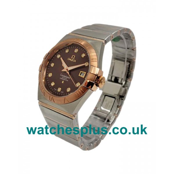 UK Perfect Replica Omega Constellation 123.20.35.20.63.001 With Brown Dials Steel & Rose Gold Cases Online