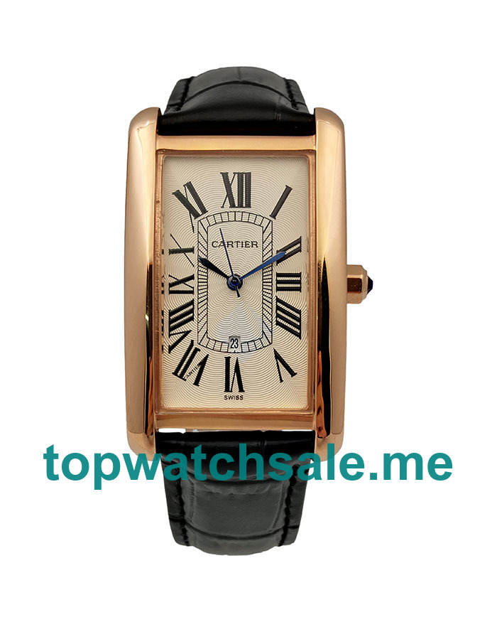 UK Perfect 1:1 Fake Cartier Tank Americaine W2620030 With White Dials And Rose Gold Cases Online