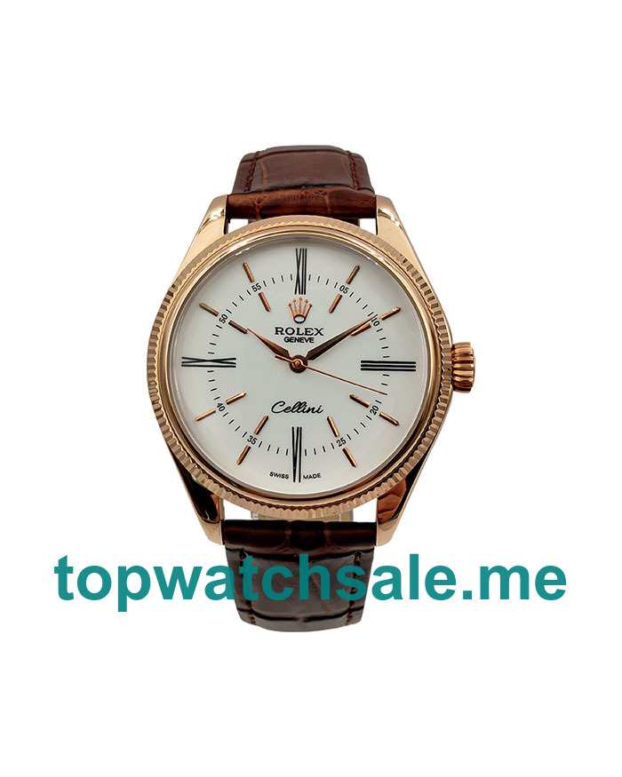 UK Best Quality Replica Rolex Cellini 50505 With Silver Dials And Rose Gold Cases For Sale