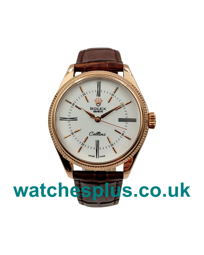 UK Best Quality Replica Rolex Cellini 50505 With Silver Dials And Rose Gold Cases For Sale