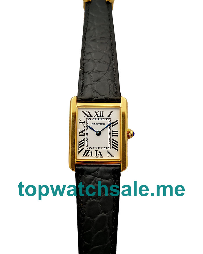 UK Swiss Replica Cartier Tank Solo W5200002 With White Dials Gold Cases Online