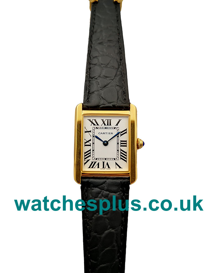 UK Swiss Replica Cartier Tank Solo W5200002 With White Dials Gold Cases Online