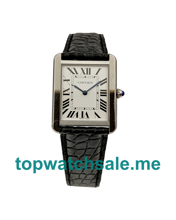 UK High Quality Fake Cartier Tank Solo WSTA0028 With White Dials And Steel Cases Online