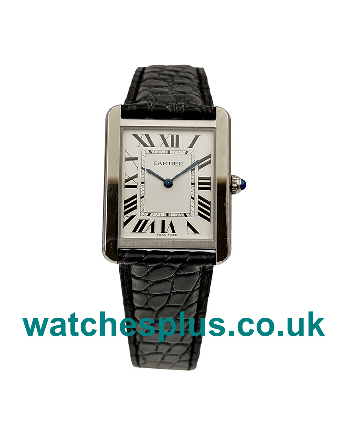 UK High Quality Fake Cartier Tank Solo WSTA0028 With White Dials And Steel Cases Online