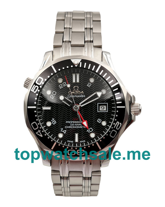 UK Luxury Replica Omega Seamaster 300 M GMT 2535.80.00 Black Dial With Stainless Steel Case