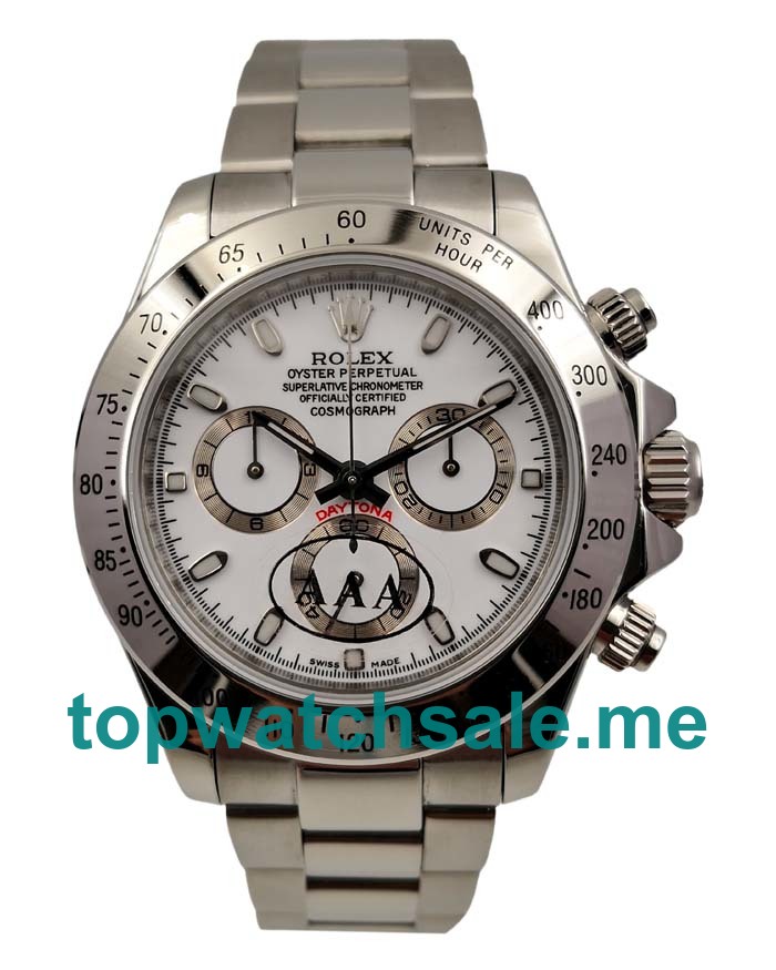 UK High Quality Fake Rolex Daytona 116520 With White Dials And Steel Cases For Sale Online
