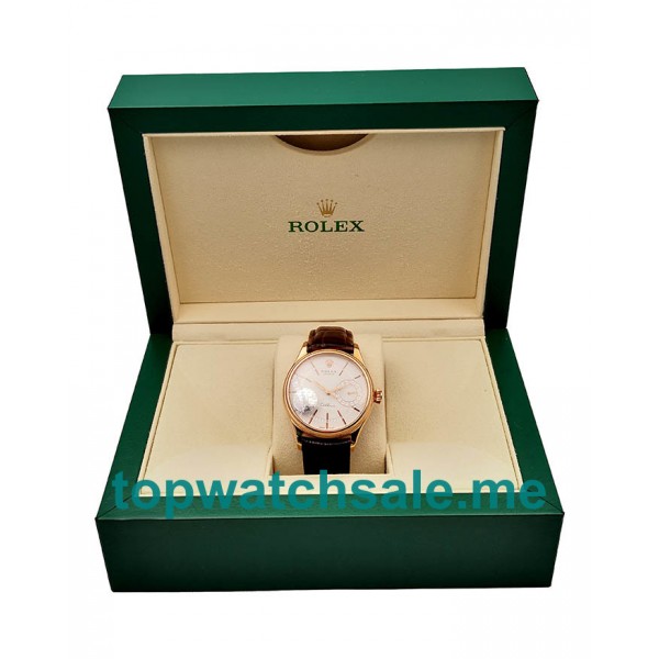 UK High Quality Replica Rolex Cellini Date 50515 VF Rose Gold White Dial Swiss 3165