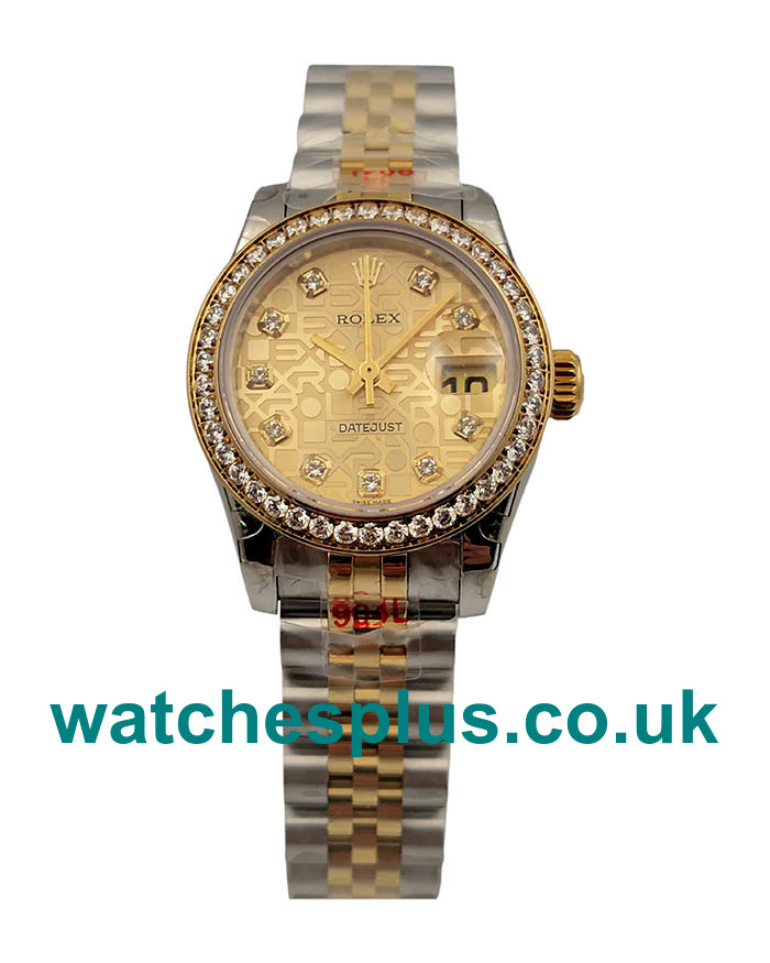 UK Swiss Made Rolex Lady-Datejust 179383 Replica Watches With Champagne Dials For Sale