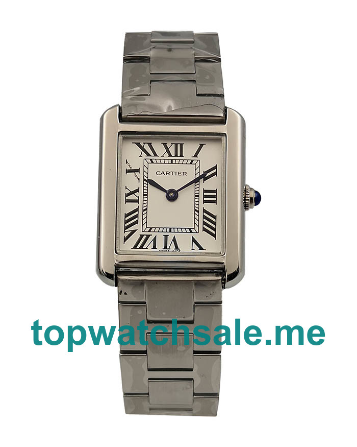 UK Swiss Made Replica Cartier Tank Solo W5200013 With Silver Dials For Ladies