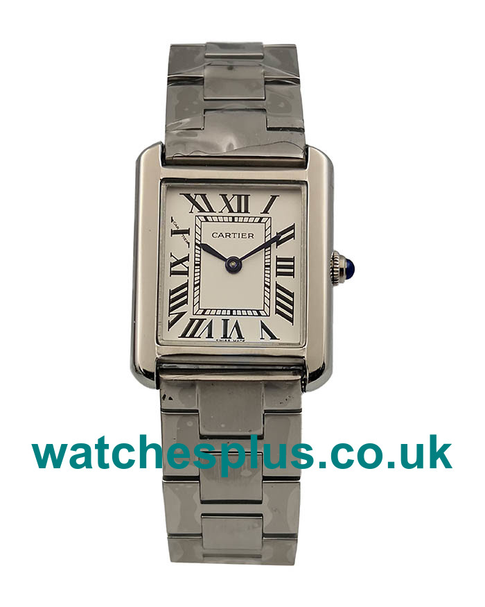 UK Swiss Made Replica Cartier Tank Solo W5200013 With Silver Dials For Ladies