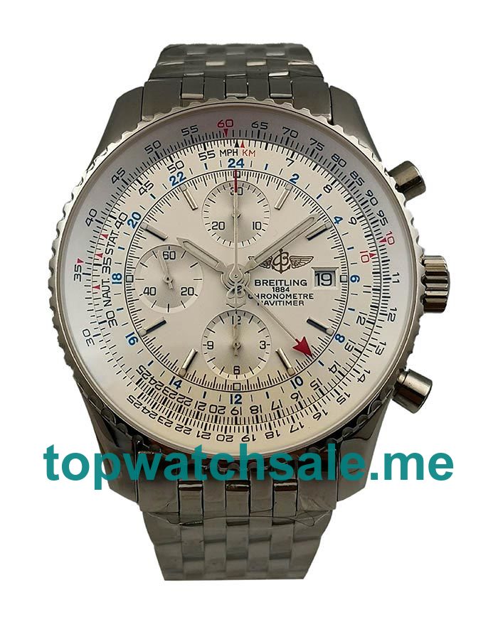 UK Best 1:1 Breitling Navitimer World A24322 Replica Watches With White Dials For Sale