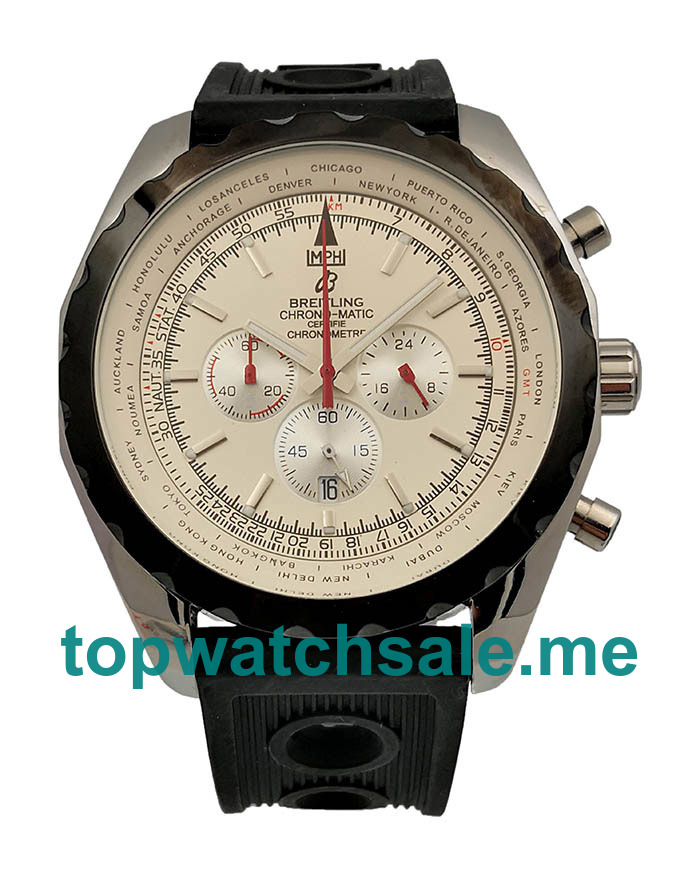 UK Best 1:1 Replica Breitling Chrono-Matic A14360 With White Dials Steel Cases For Men