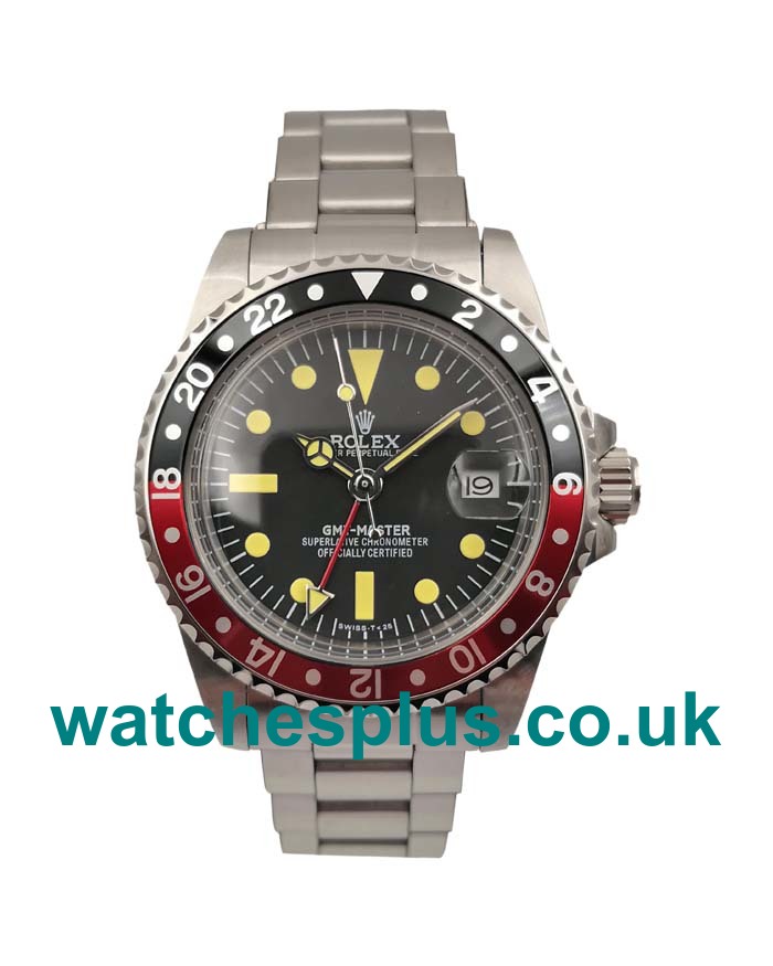 UK 1:1 Fake Rolex GMT-Master 16710 With Black Dial Steel Bracelet For Sale