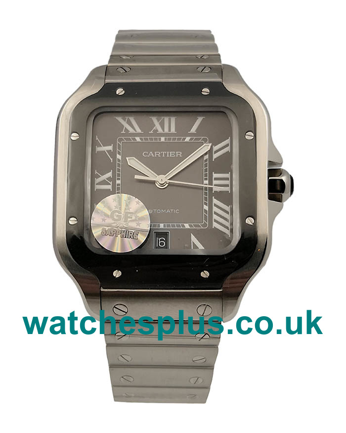 UK GF Best Quality Cartier Santos WSSA0037 Replica With Black Dials Steel Cases Online