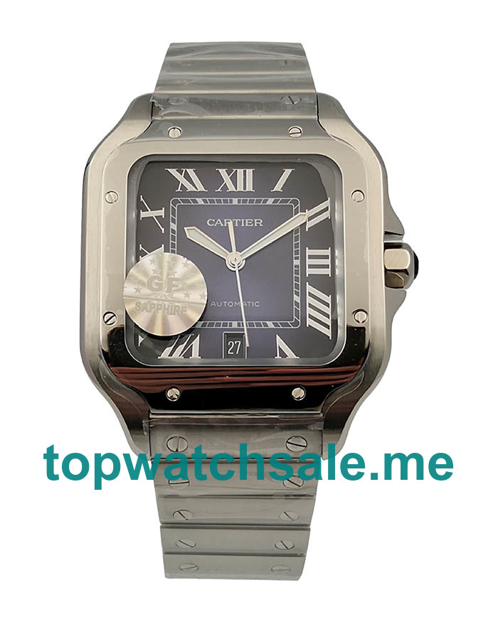 UK High Quality Fake Cartier Santos WSSA0013 With Blue Dials And Steel Cases For Sale