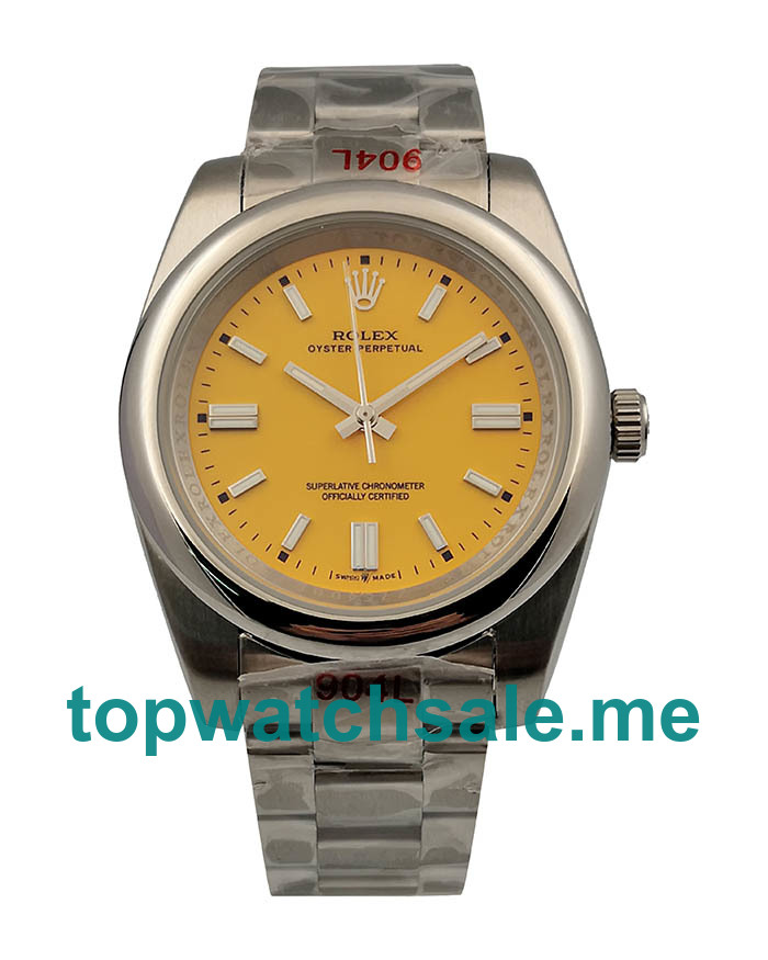 High End Rolex Oyster Perpetual 114234 Fake Watches With Yellow Dials For Sale