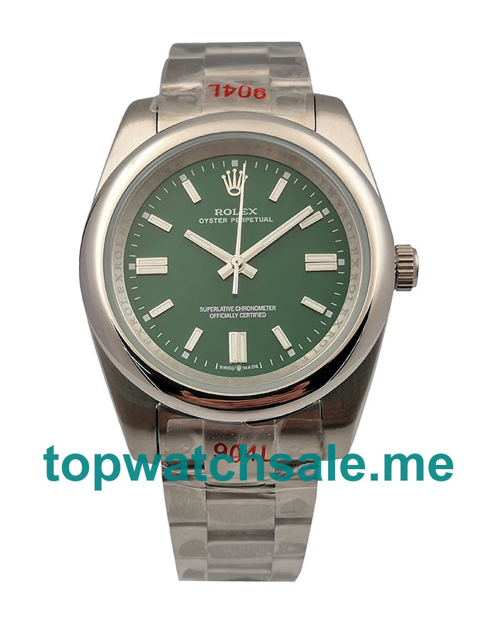 AAA Quality Rolex Oyster Perpetual 114234 Replica Watches With Green Dials For Sale