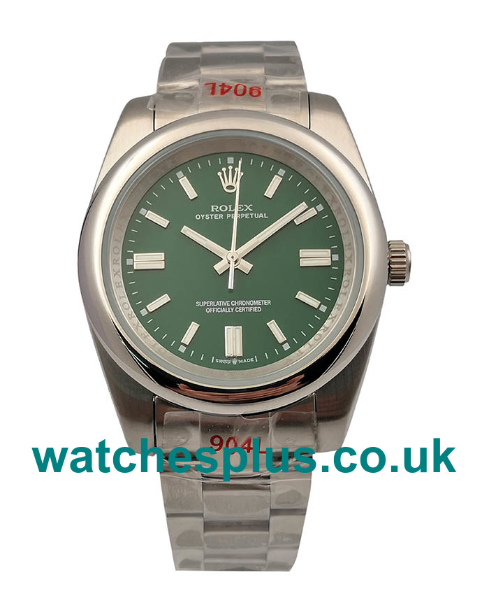 AAA Quality Rolex Oyster Perpetual 114234 Replica Watches With Green Dials For Sale