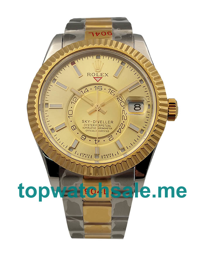 UK Luxury Rolex Sky-Dweller 326933 Replica Watches With Champagne Dials Online