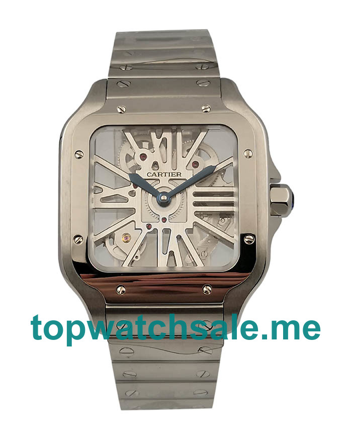 UK Best 1:1 Cartier Santos WHSA0015 Replica Watches With Skeleton Dials For Sale